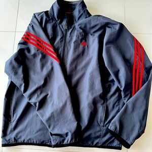 Adidas Rain Workout Jacket AGC002 Navy Men’s US Large  3 stripes in red